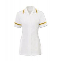 Women's Comfort Stretch Tunic (White With Yellow Trim) H152W