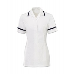 Women's Comfort Stretch Tunic (White With Navy Trim) H152W
