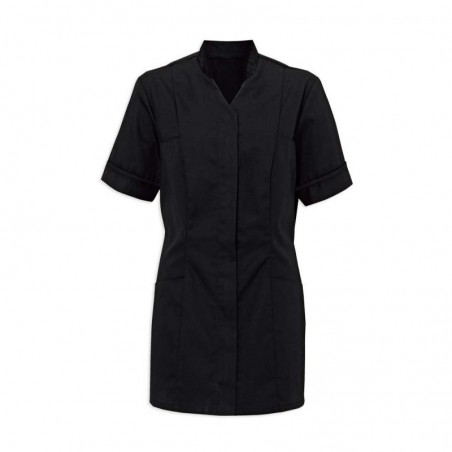 Women's Mandarin Collar Tunic (Black With Black Trim) - NF20 Women's Mandarin Collar Tunic (Black With Black Trim) - NF20