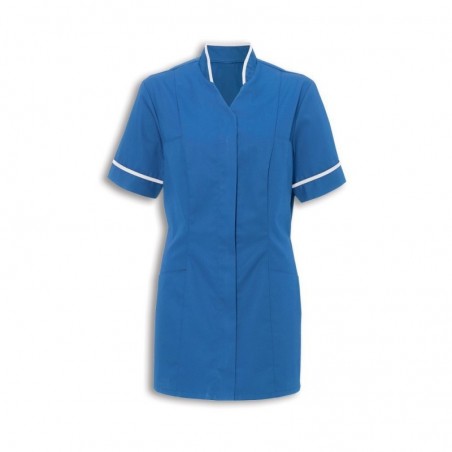 Women's Mandarin Collar Tunic (Hospital Blue With White Trim) - NF20 Women's Mandarin Collar Tunic (Hospital Blue With White Trim) - NF20