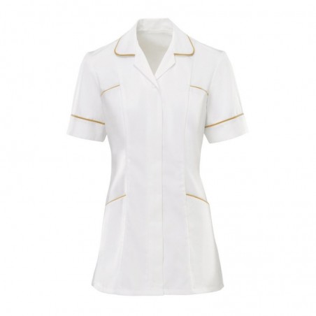 Women's Trim Tunic (White With Yellow Trim) - H212W Women's Trim Tunic (White With Yellow Trim) - H212W