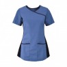 Women's Stretch Scrub Tunic (Metro Blue With Navy Trim) - NF43