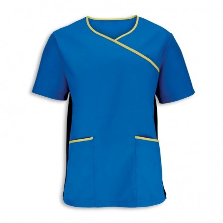 Men's Stretch Scrub Top (Blade Blue With Lime Trim) - NM43 Men's Stretch Scrub Top (Blade Blue With Lime Trim) - NM43