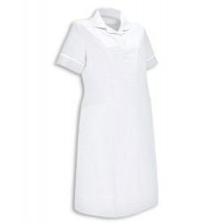 Maternity Dress (White With White Trim) - NF53