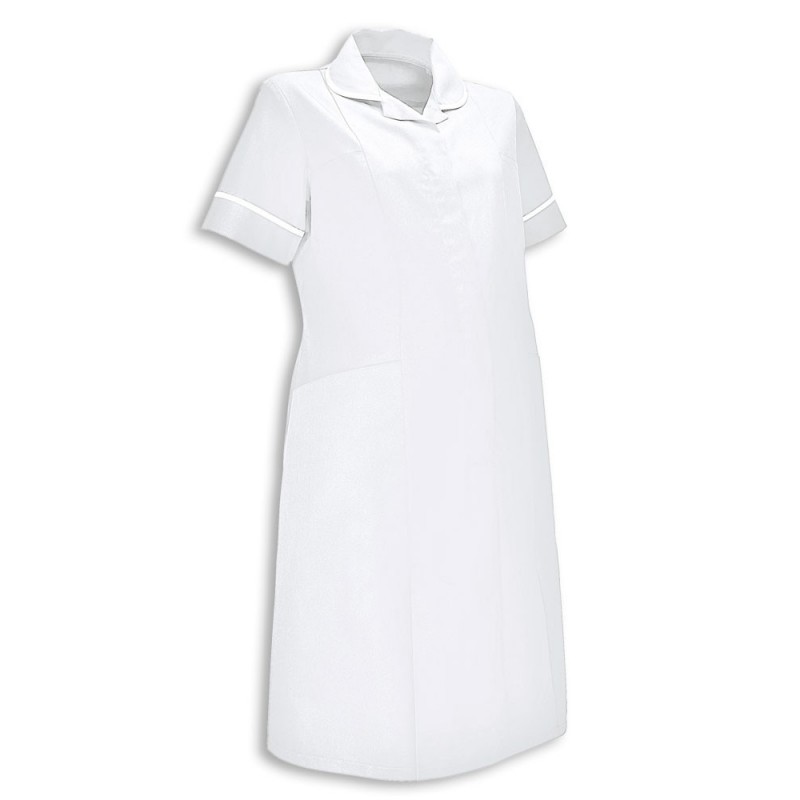 Maternity Dress (White With White Trim) - NF53