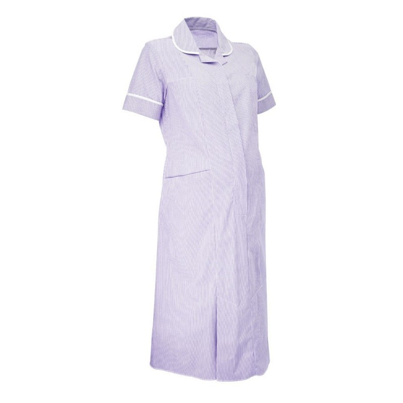 Maternity Stripe Dress (Lilac With White Trim) - NF56