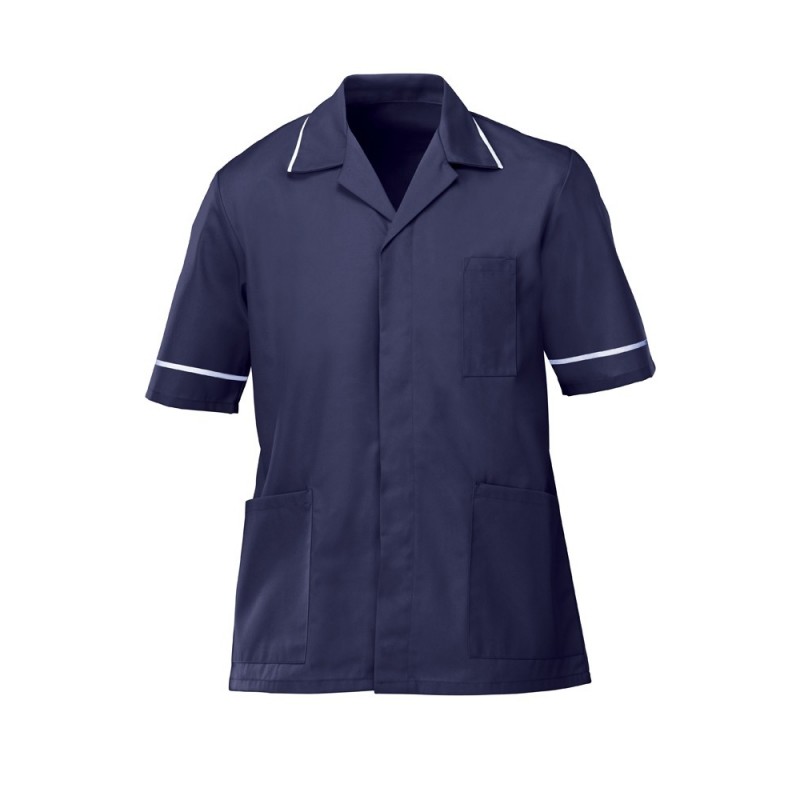 A professional, practical, and smart men's lightweight healthcare uniform tunic. In the high pressured and sometimes chaotic healthcare environment, it is important to stay cool and comfortable whilst carrying out your duties. This lightweight version of our very popular men's healthcare uniform tunic has all the function and durability of the G103 but with the benefit of hardwearing yet lightweight 145gsm polyester/cotton blend fabric.