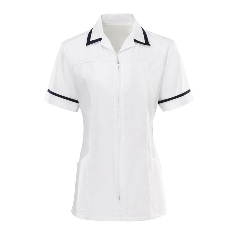 Women’s zip-front tunic ideal for roles within the healthcare industry. With an open-ended zip front for improved infection control and featuring vents and double action back for comfort and ease of movement. Available in a range of trim colour trims and sizes.
