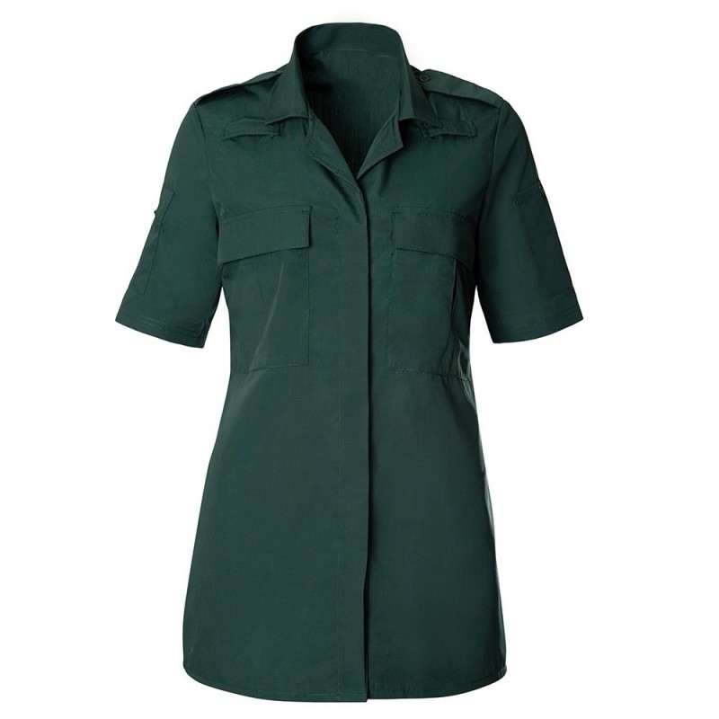 Women's Ambulance Shirt HP102 Women's ambulance shirt for first response professionals. A stylish, comfortable shirt designed to cope with unpredictable conditions in this field. Consisting of two sleeve pockets, one with pen division, one with zip, two chest pockets with hook and loop fastening pocket flaps and Self-fabric radio loops on the chest. This shirt also incorporates a concealed button front self-coloured epaulettes.  Available in 3 colours and various sizes.