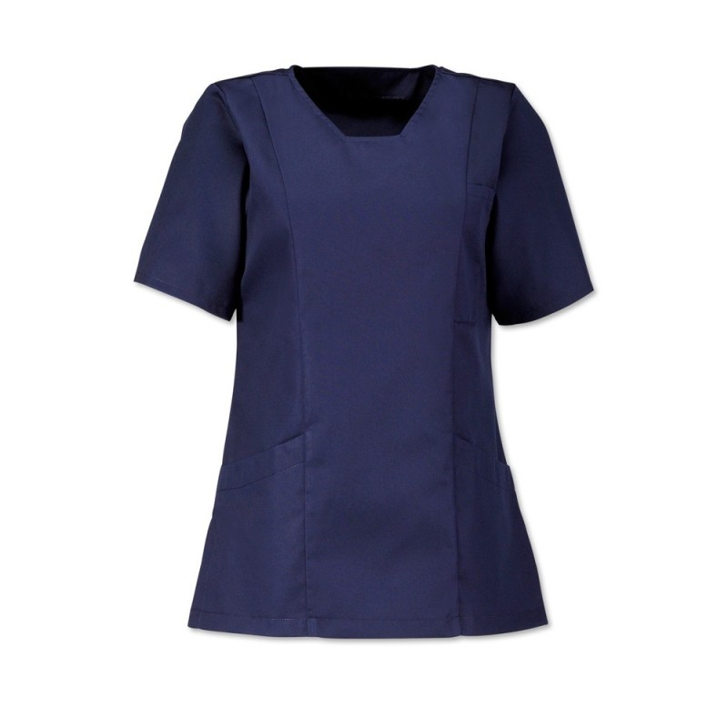 Women's smart scrub tunic with a modern square neck look collar.
A smart and stylish healthcare garment featuring two hip pockets and one chest pocket and is available in a wide range of colours and sizes.