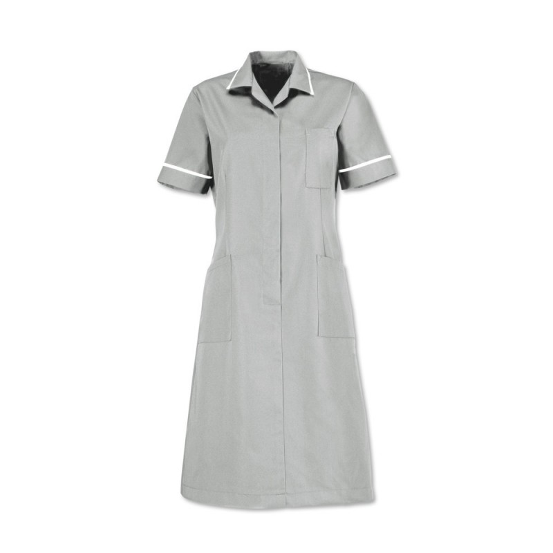 Nurses dress in a step-in style ideal for jobs within the healthcare industry.
Made of polyester/cotton non-fade fabric and features single action back and skirt pleats for ease of movement. Practical features include hip and chest pockets. Available in a variety of colours and sizes.